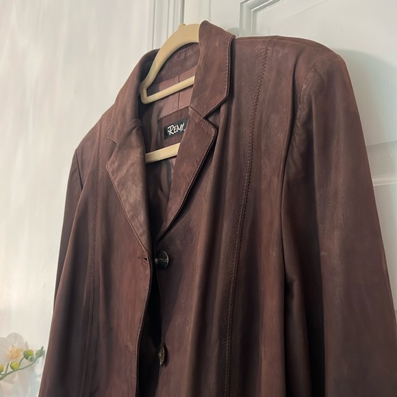 Vintage 90s Brown Leather Jacket Size L - Picture 6 of 13